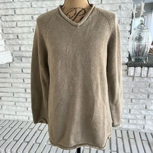 Long Sleeve Cotton Linen Blend Tunic Sweater